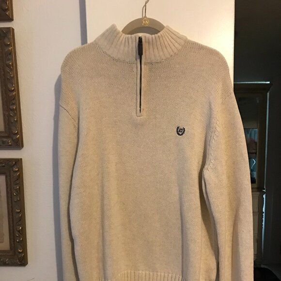 Ralph Lauren Chaps L/G men's half zip sweater, tan/cream colored. 100% cotton. - Picture 2 of 16